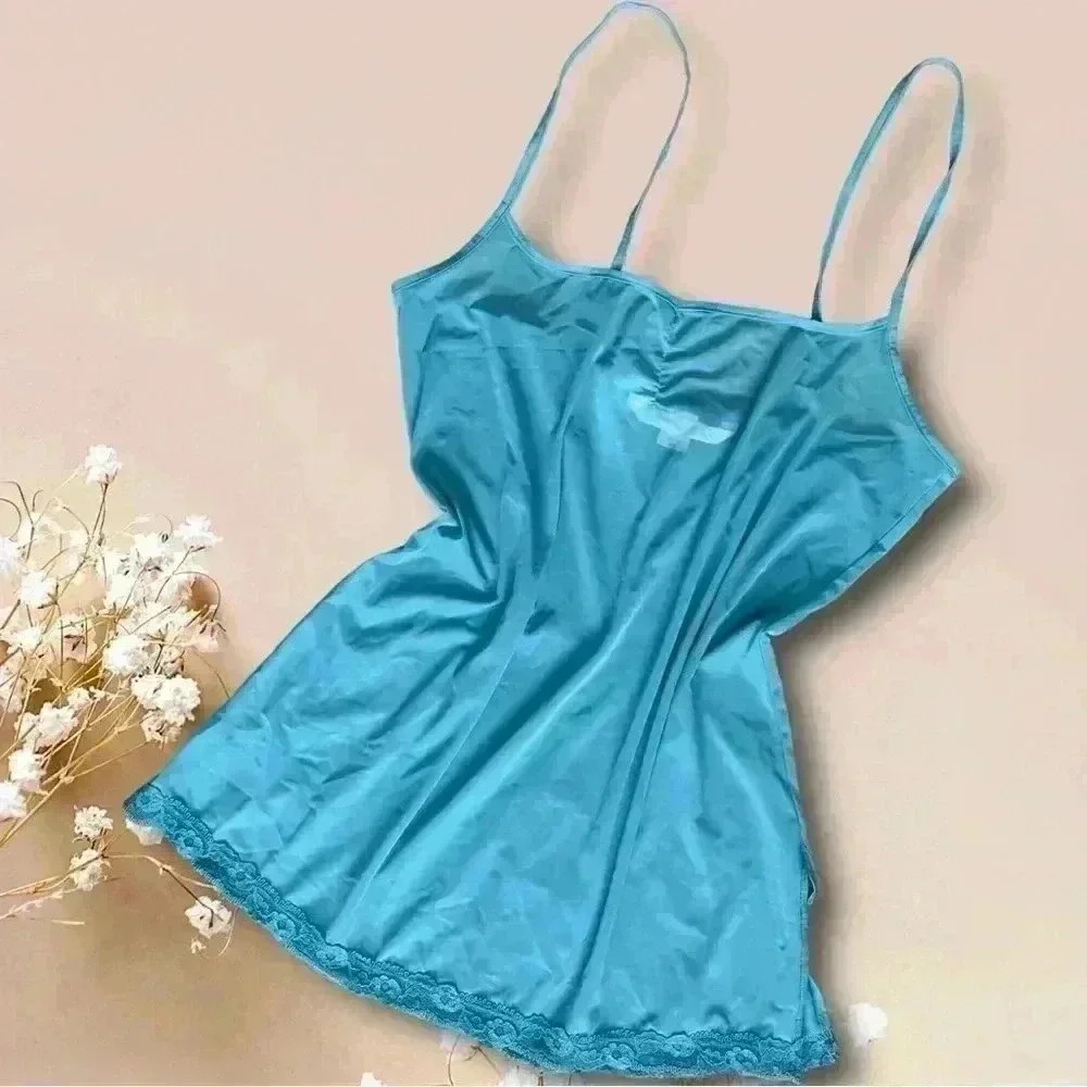 Victoria's Secret Turquoise Satin Chemise